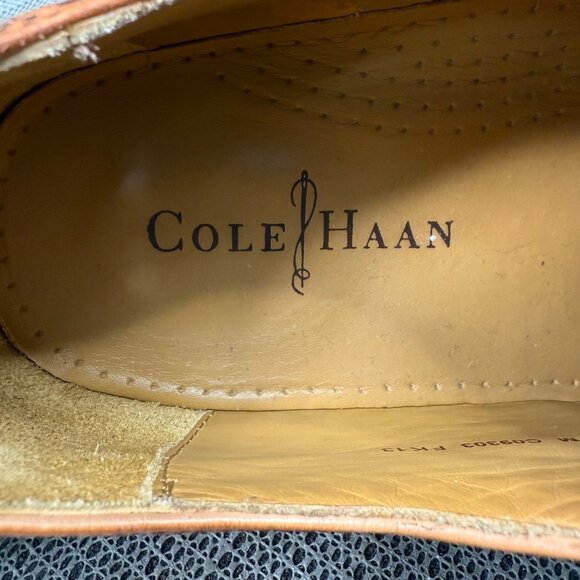 Cole Haan Mens Size 10M Tan Giraldo Wingtip Leather Oxford Shoes Brogue Detail - Picture 5 of 10